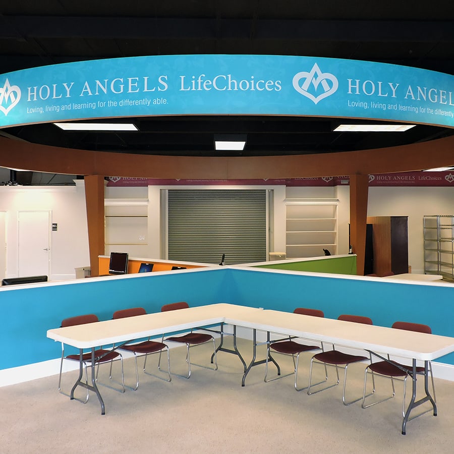 Light Blue Holy Angels branded wall border