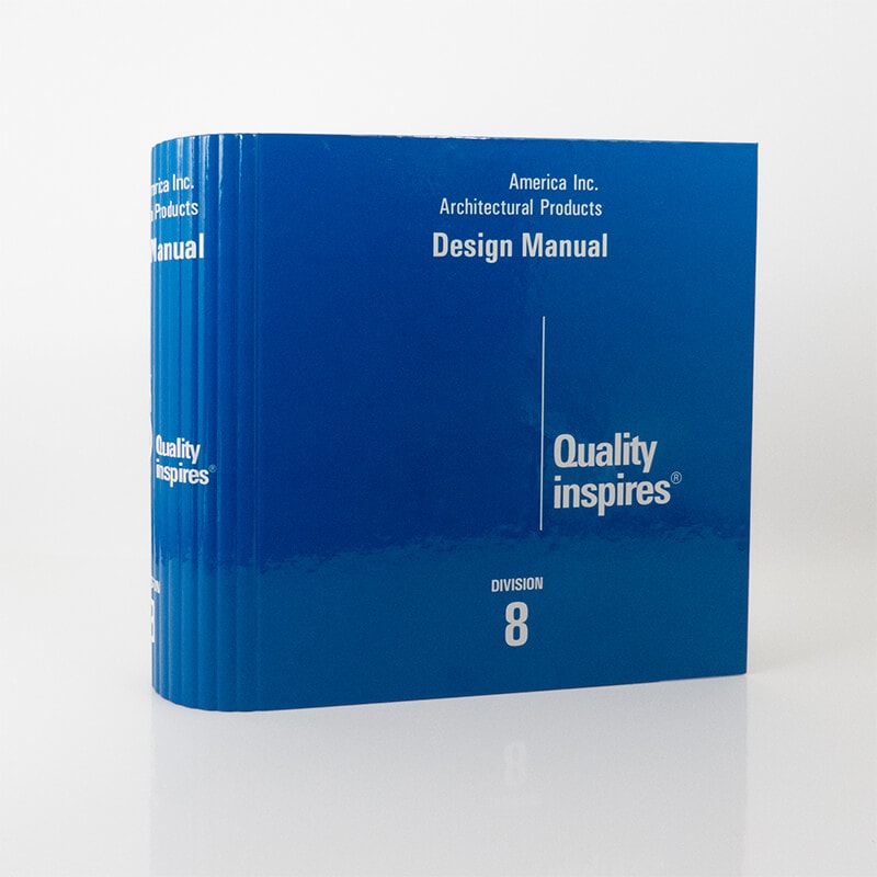 Quality Inspires branded blue design manual